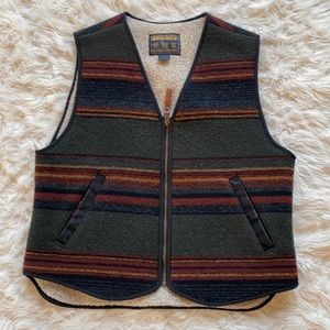Woolrich blanket wool striped zip up vest medium